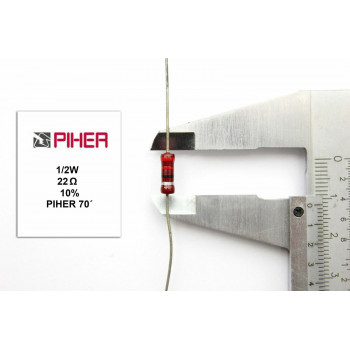 VINTAGE PIHER RESISTOR. 1/2W 22Ohm 22R 10% *1 PC* NEW ORIGINAL+ 1970´S F190515