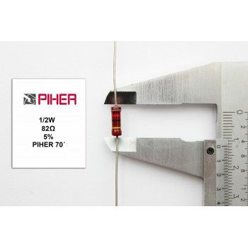 VINTAGE PIHER RESISTOR. 1/2W 82Ohm 82R 5% *1 PC* NEW ORIGINAL+ 1970´S F190515
