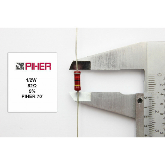 VINTAGE PIHER RESISTOR. 1/2W 82Ohm 82R 5% *1 PC* NEW ORIGINAL+ 1970´S F190515