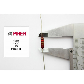 VINTAGE PIHER RESISTOR. 1/2W 120Ohm 120R 5% *1 PC* NEW ORIGINAL+ 1970´S F190515