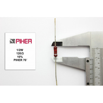 VINTAGE PIHER RESISTOR. 1/2W 120Ohm 120R 10% *1 PC* NEW ORIGINAL+ 1970´S F190515