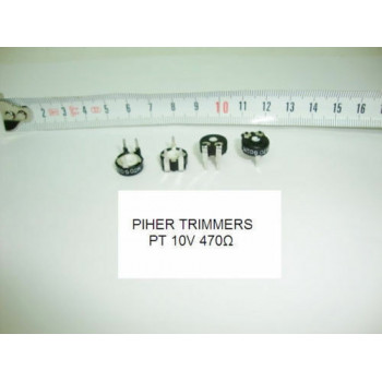 2 x POTENCIOMETROS - TRIMMERS. PIHER PCB PT10V 470 Ohm (10mm. diametro. Lineal)