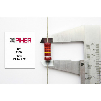 VINTAGE PIHER RESISTOR. 1W 330K 10% *1 PC* NEW ORIGINAL+ 1970´S F190515