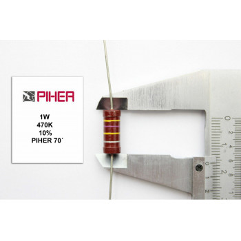 VINTAGE PIHER RESISTOR. 1W 470K 10% *1 PC* NEW ORIGINAL+ 1970´S F190515