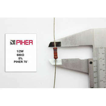 VINTAGE PIHER RESISTOR. 1/2W 680Ohm 680R 5% *1 PC* NEW ORIGINAL+ 1970´S F190515