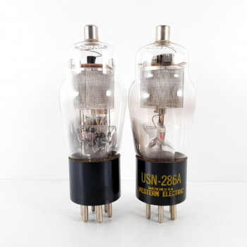 2 X 286A WESTERN ELECTRIC. MESH PLATES. PRINT ON TOP. SQUARE GETTER. CN  ENA 2