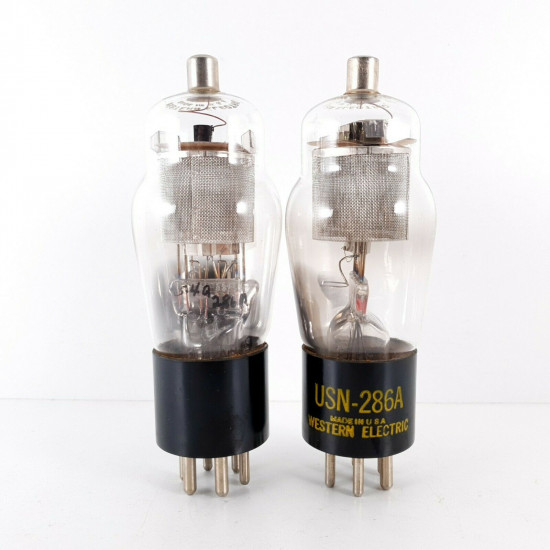 2 X 286A WESTERN ELECTRIC. MESH PLATES. PRINT ON TOP. SQUARE GETTER. CN  ENA