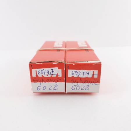 2 X 6028 SYLVANIA TUBE. GOLD PIN. 63/69% MATCHED PAIR 1. USED  RC98