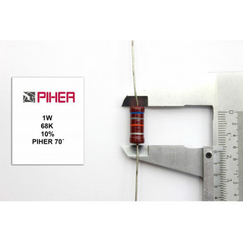 VINTAGE PIHER RESISTOR. 1W 68K 10% *1 PC* NEW ORIGINAL 1970´S+ C707