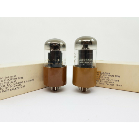 2 X JAN 5932 SYLVANIA TUBE. 1950s PROD. SQUARE GETTER. PAIR. CB318