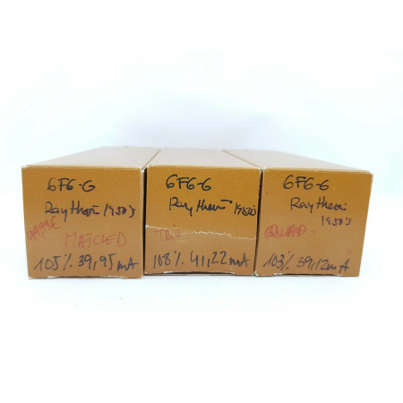 3 X 6F6G RAYTHEON TUBE. 1950s PRODUCTION. MATCHED TRIO. RC29