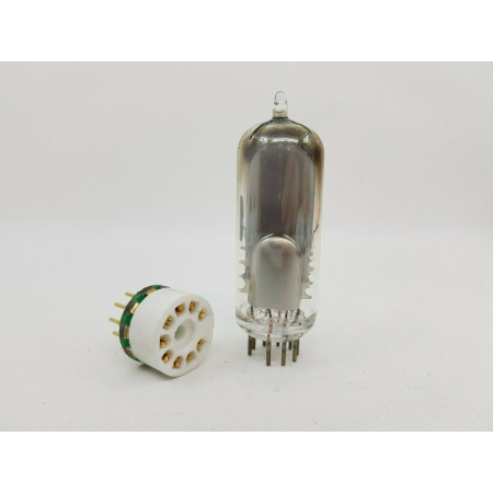 1 X EM80 HALTRON MAGIC EYE TUBE + CONVERSION SOCKET. REPLACEMENT EM85. RCB64