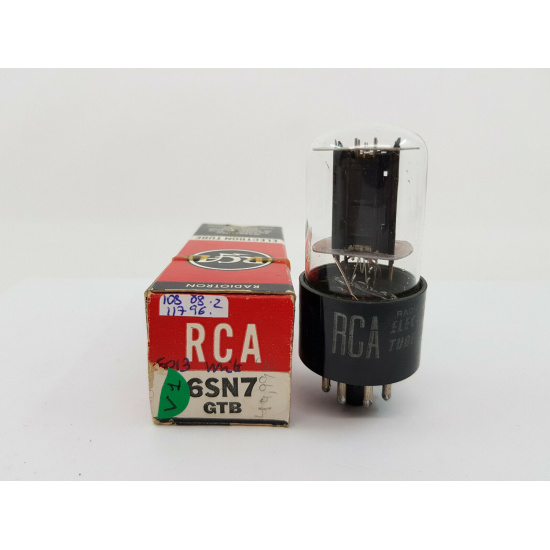 1 X 6SN7GTB RCA TUBE. BLACK PLATES. NOS / NIB. RCB44V1F100120