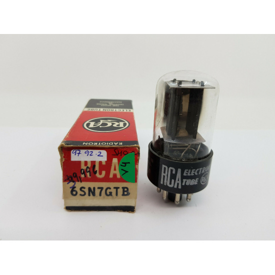 1 X 6SN7GTB RCA TUBE. BLACK PLATES. NOS / NIB. RCB44V4F100120