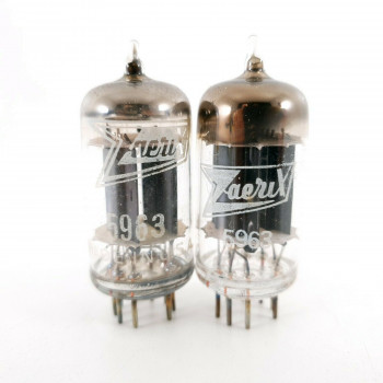 2 X 5963 TUBE. ZAERIX BRAND. RCA PRODUCTION. 17MM GREY & BLACK PLATES. CF  ENA 2