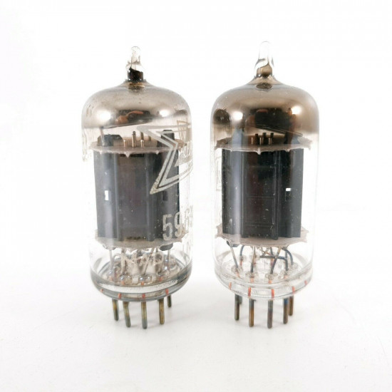 2 X 5963 TUBE. ZAERIX BRAND. RCA PRODUCTION. 17MM GREY & BLACK PLATES. CF  ENA