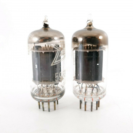 2 X 5963 TUBE. ZAERIX BRAND. RCA PRODUCTION. 17MM GREY & BLACK PLATES. CF  ENA