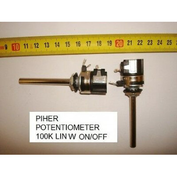 POTENCIOMETRO CARBON. CARBON PIHER POTENTIOMETER. 100K LIN W ON/OFF. P23