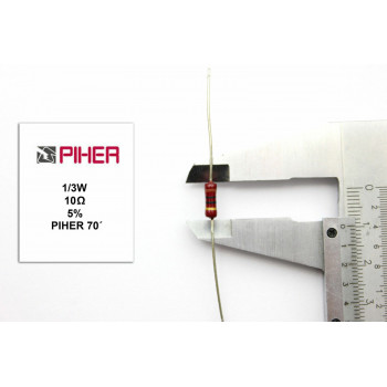 VINTAGE PIHER RESISTOR. 1/3W 10Ohm 10R 5% *3 PC* NEW ORIGINAL+ 1970´S F190515