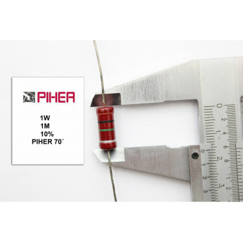 VINTAGE PIHER RESISTOR. 1W 1M 10% *1PC* NEW ORIGINAL+ 1970´S F190515