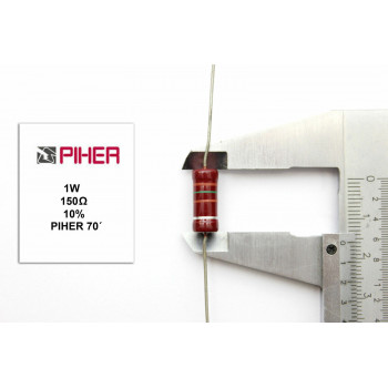 VINTAGE PIHER RESISTOR. 1W 150Ohm 150R 10% *1PC* NEW ORIGINAL+ 1970´S F190515