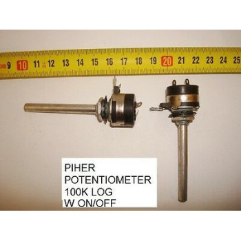 POTENCIOMETRO  CARBON PIHER POTENTIOMETER.100K LOG W ON/OFF.  P15