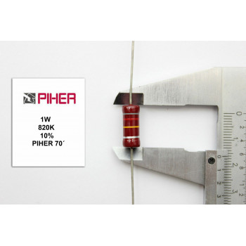 VINTAGE PIHER RESISTOR. 1W 820K 10% *1PC* NEW ORIGINAL+ 1970´S F190515