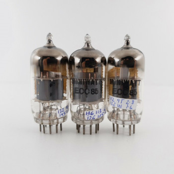 3 X ECC85 MINIWATT TUBE. U-FOIL GETTER. 1950s PRODUCTION. CX  ENA