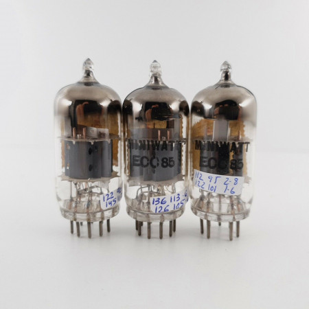 3 X ECC85 MINIWATT TUBE. U-FOIL GETTER. 1950s PRODUCTION. CX  ENA