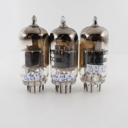 3 X ECC85 MINIWATT TUBE. U-FOIL GETTER. 1950s PRODUCTION. CX  ENA