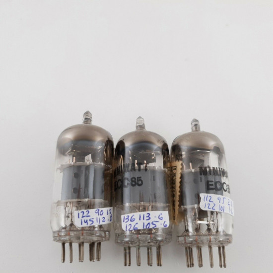 3 X ECC85 MINIWATT TUBE. U-FOIL GETTER. 1950s PRODUCTION. CX  ENA