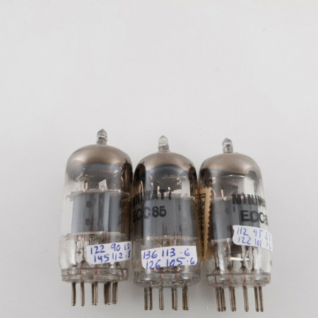 3 X ECC85 MINIWATT TUBE. U-FOIL GETTER. 1950s PRODUCTION. CX  ENA