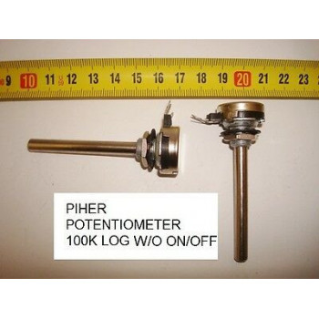 POTENCIOMETRO CARBON PIHER POTENTIOMETER.100K LOG S/I W/O ON/OFF. P8
