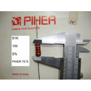 VINTAGE PIHER RESISTOR. 1W 91K 5% *1 PC* NEW ORIGINAL 1970´S+ C679