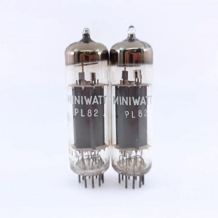 2 X PL82 MINIWATT TUBE. 1960s MULLARD PROD. B-CODES. MATCHED PAIR. 3. CH147