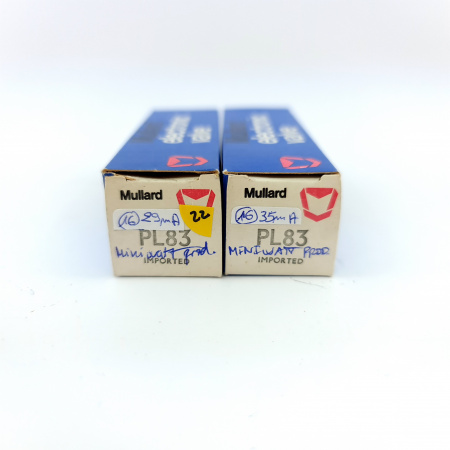2 X PL83 MULLARD TUBE. 1960s MINIWATT PRODUCTION. MATCHED PAIR. 22. CH148
