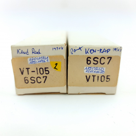 2 X 6SC7 / VT105 KENRAD TUBE. 1950s PRODUCTION. MATCHED PAIR. 2. CH150