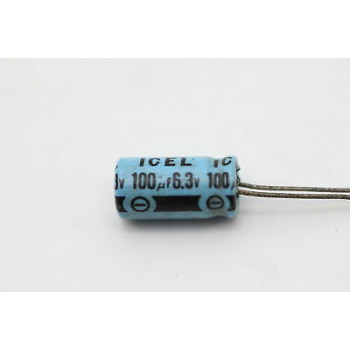 ELECTROLYTIC CAPACITOR ICEL 100uF 6.3V NOS 1PC. CA72U6F270916