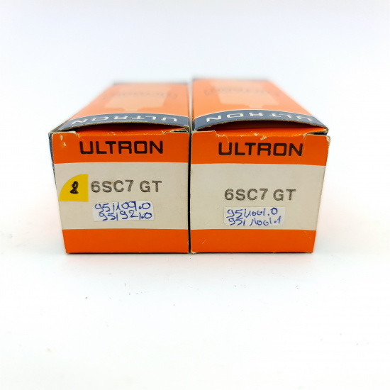 2 X 6SC7GT ULTRON TUBE. 1950s TUNGSOL PRODUCTION. MATCHED PAIR. 8. CH150