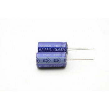 ELECTROLYTIC CAPACITOR SAMHWA 100uF 250V NOS (NEW OLD STOCK) 1PC. CA72U13F270916