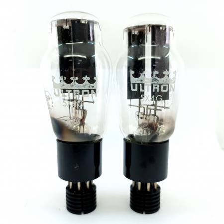 2 X 5X4G ULTRON TUBE. 1950s PRODUCTION. BLACK PLATES. MATCHED PAIR. 2. CH151