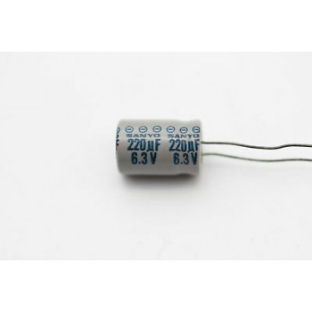 ELECTROLYTIC CAPACITOR SANYO 220uF 6.3V NOS (NEW OLD STOCK) 1PC. CA74U12F300916