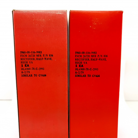 2 X JAN 836 RCA TUBE. 1970s PRODUCTION. MATCHED PAIR. 2. CH161