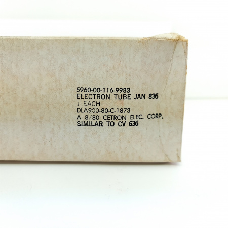 1 X JAN 836 CETRON TUBE. 1980s PRODUCTION.