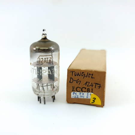 1 X ECC81 / 12AT7 TUNGSOL TUBE. 1950s PROD. COPPER RODS. D-GETTER. 3. CB397