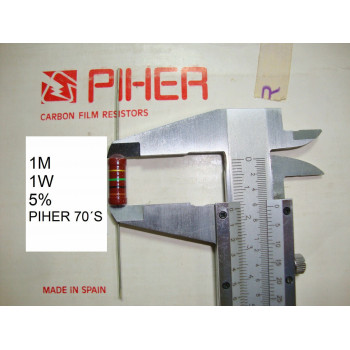 VINTAGE PIHER RESISTOR. 1W 1M 5% *1 PC* NEW ORIGINAL 1970´S+ C734
