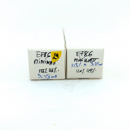 2 X EF86 MINIWATT TUBE. 1960s TOSHIBA PROD. MESH PLATE. MATCHED PAIR. 29. CB397