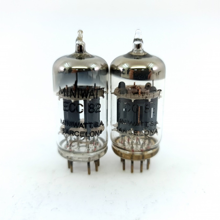2 X ECC82 MINIWATT TUBE. 1960s BARCELONA PROD. MATCHED PAIR. 39. CB397