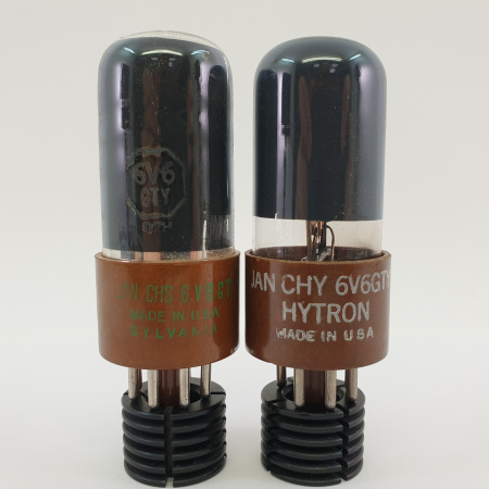 2 X JAN CHS 6V6GTY TUBE. 1950s PROD. BLACK PLATES. PAIR. 48. CB397