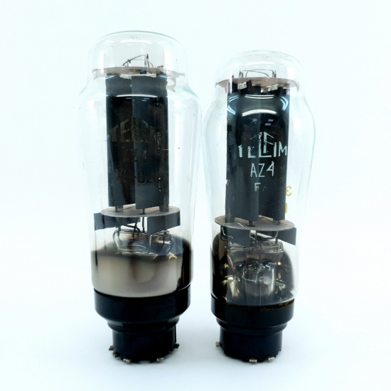 2 X AZ4 TELAM TUBE. 1960s PROD. BLACK PLATES. PAIR. 57. CB397